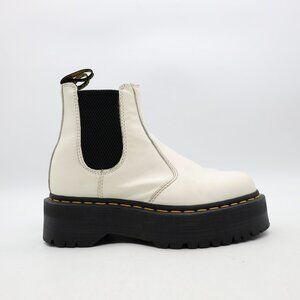 Doc Dr. Martens 2976 Quad Women's Size 7 White Leather Platform Chelsea Boots